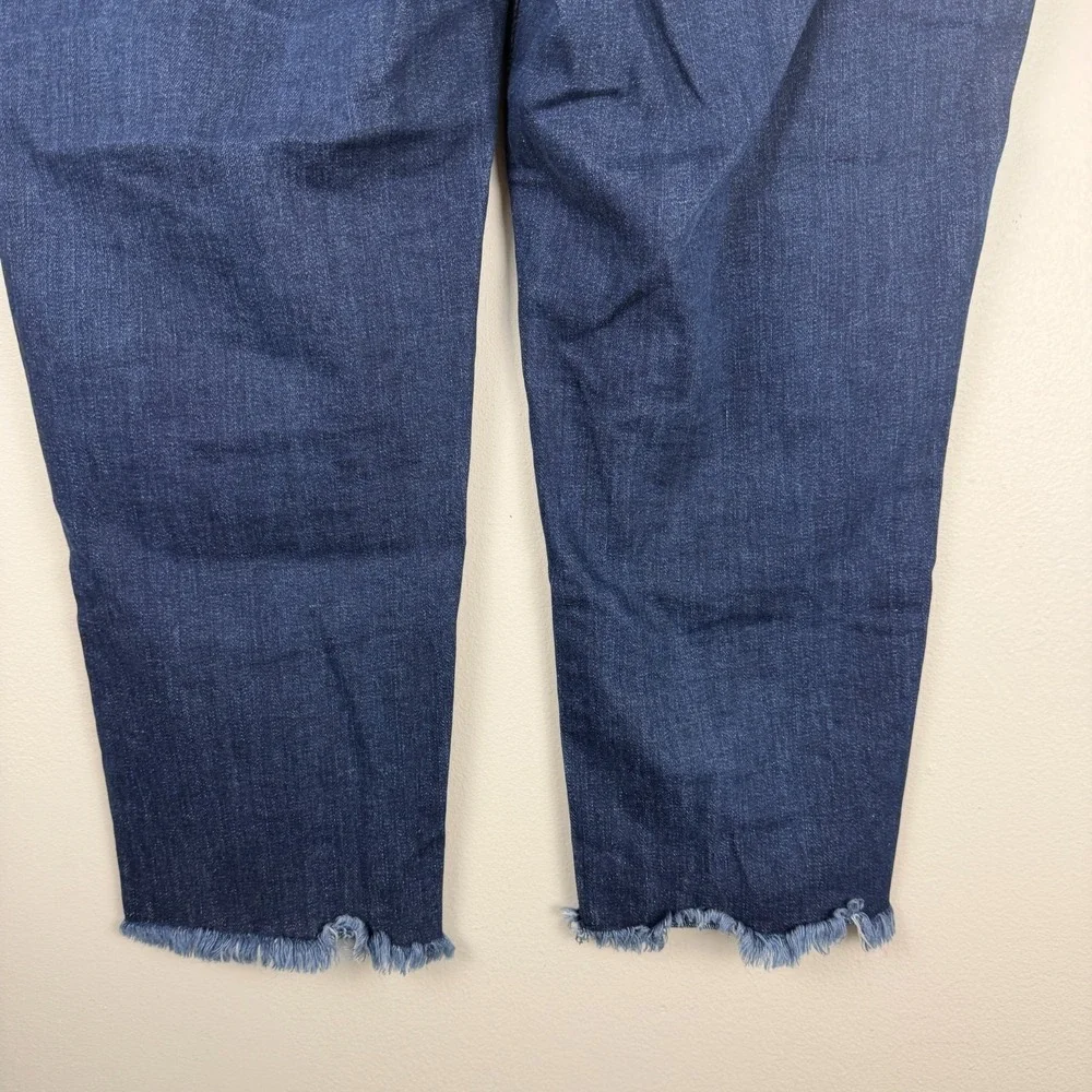 Loft Outlet Skinny Crop Jeans Women 16 (38x24.5) Blue Denim Frayed Hem Dark Wash